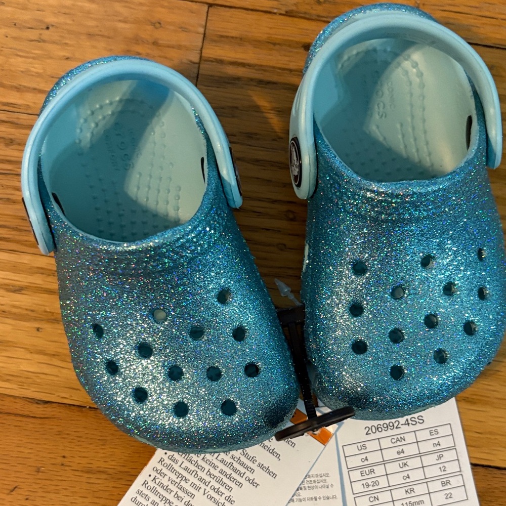 CROCS Kids Sparkly Blue Sandals - Picture 5 of 5